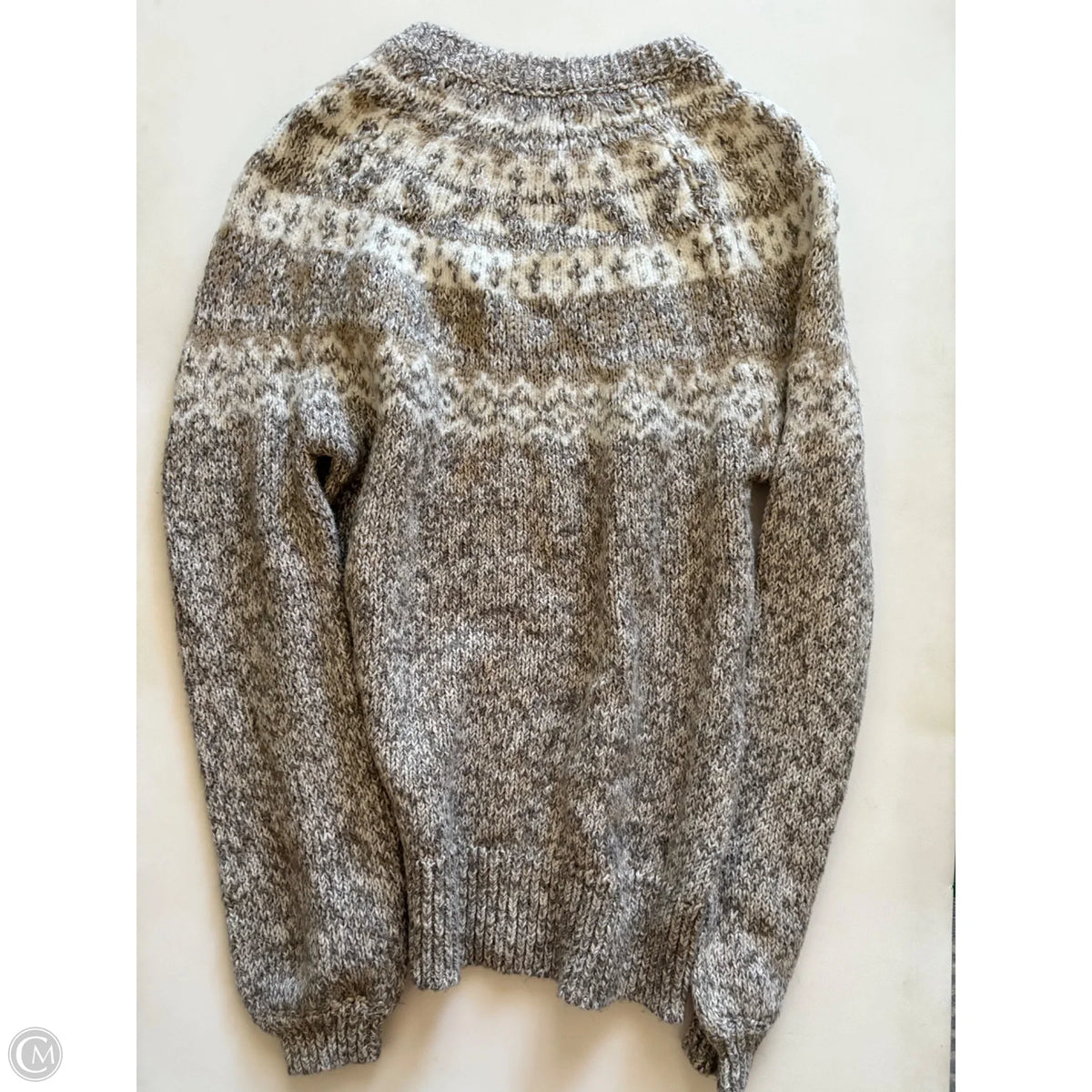 Sweater By Loft In Cream & Grey, Size: L
