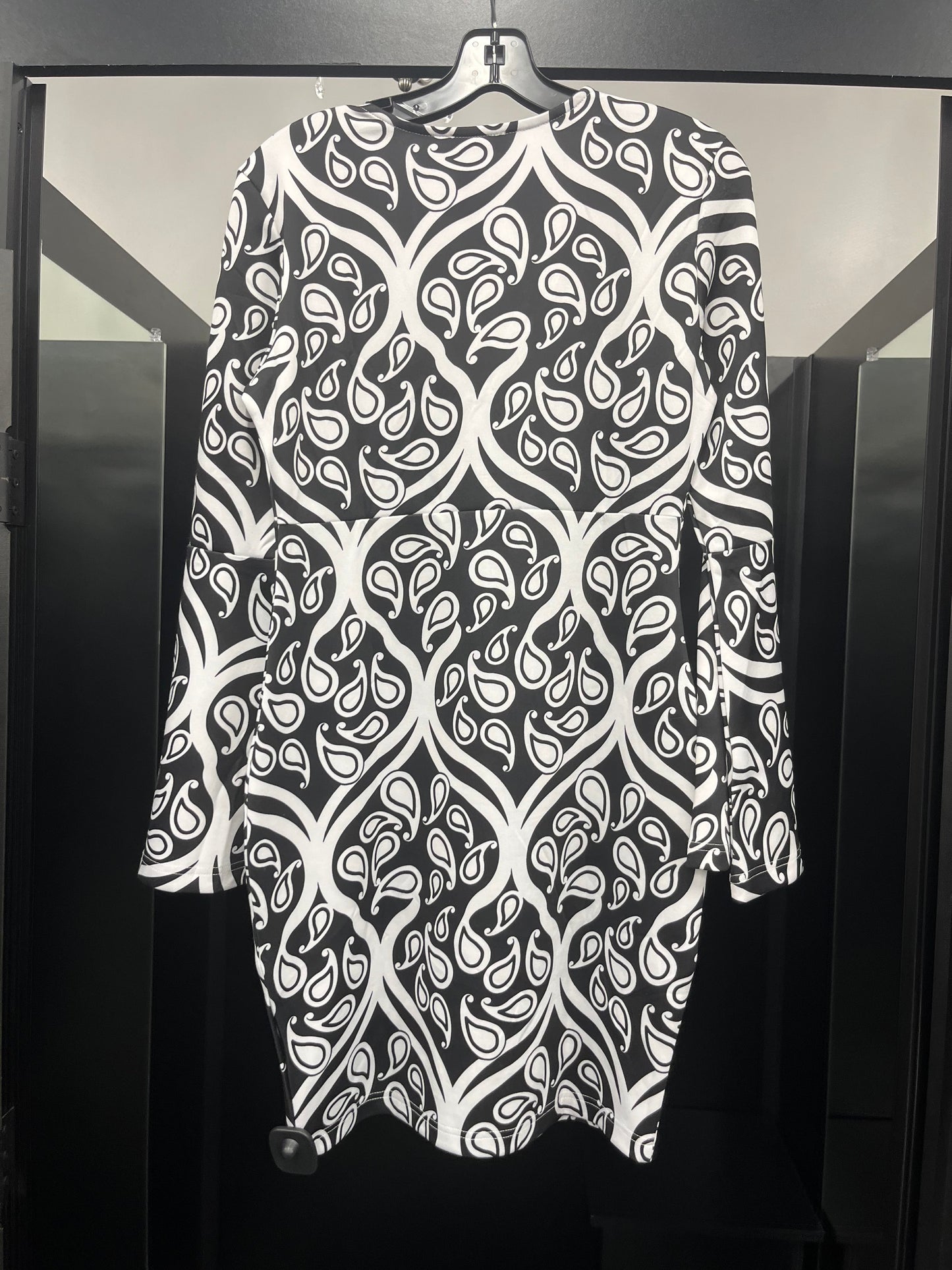 Black White Dress Party Midi Venus, Size M