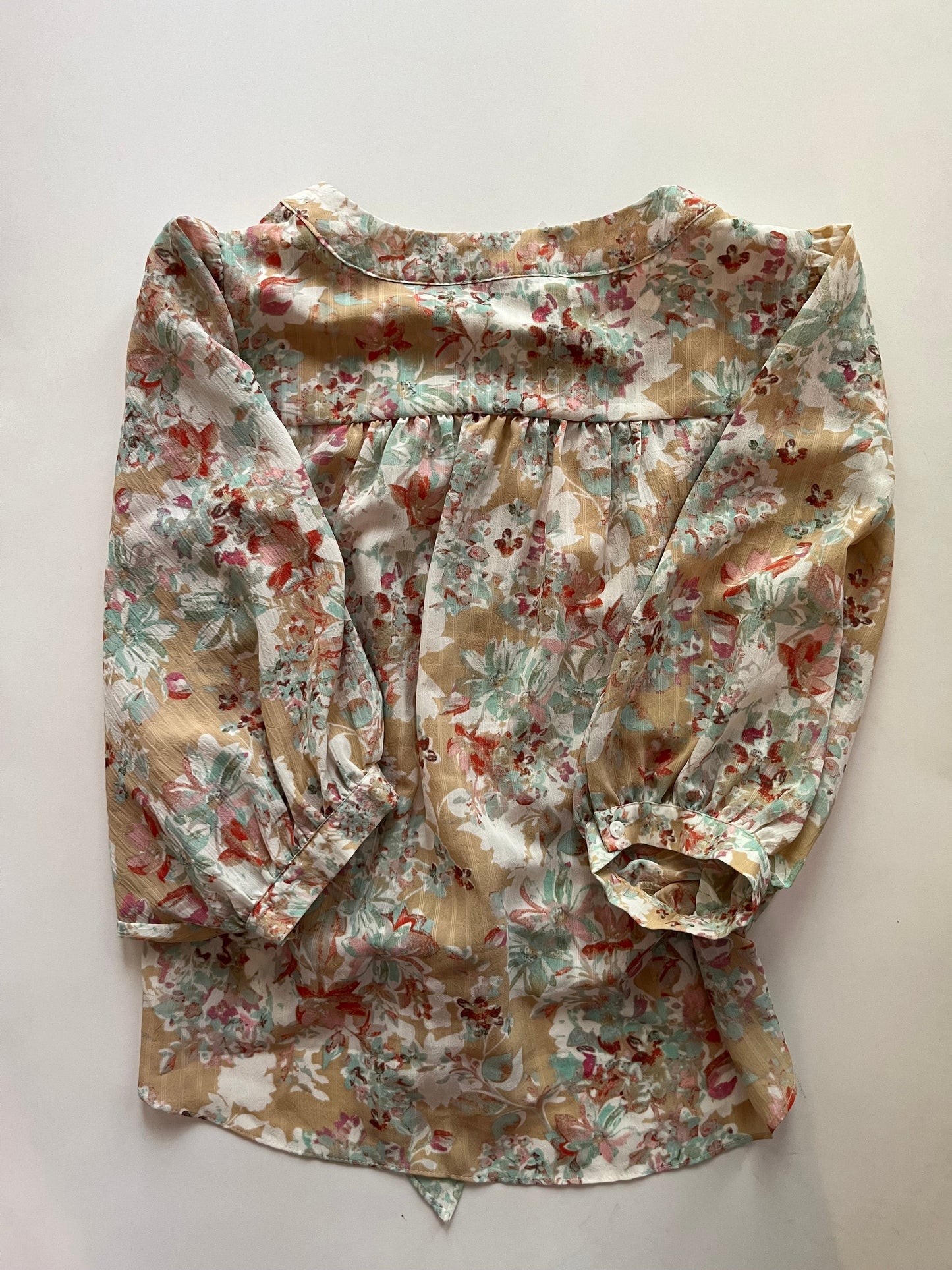 Floral Blouse Long Sleeve Rose And Olive, Size S