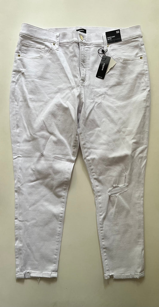 Jeans Skinny By Express In White, Size: 16