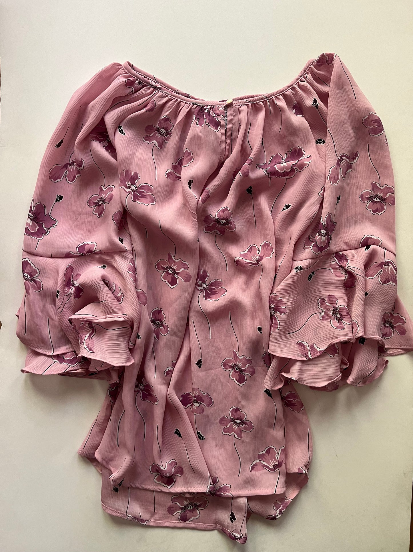 Blouse Long Sleeve By Chaps In Pink, Size: L