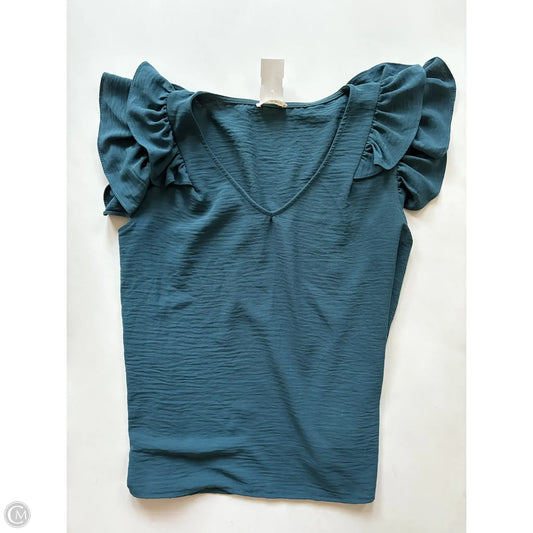 Blouse Short Sleeve By Ee Some In Teal, Size: L