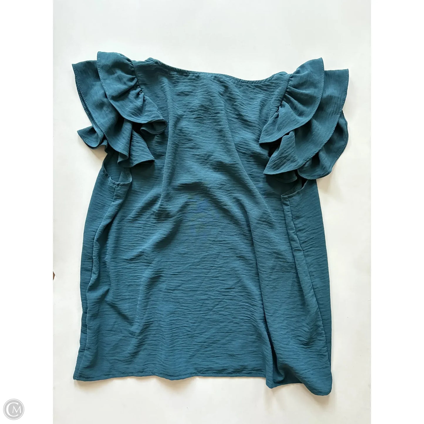 Blouse Short Sleeve By Ee Some In Teal, Size: L