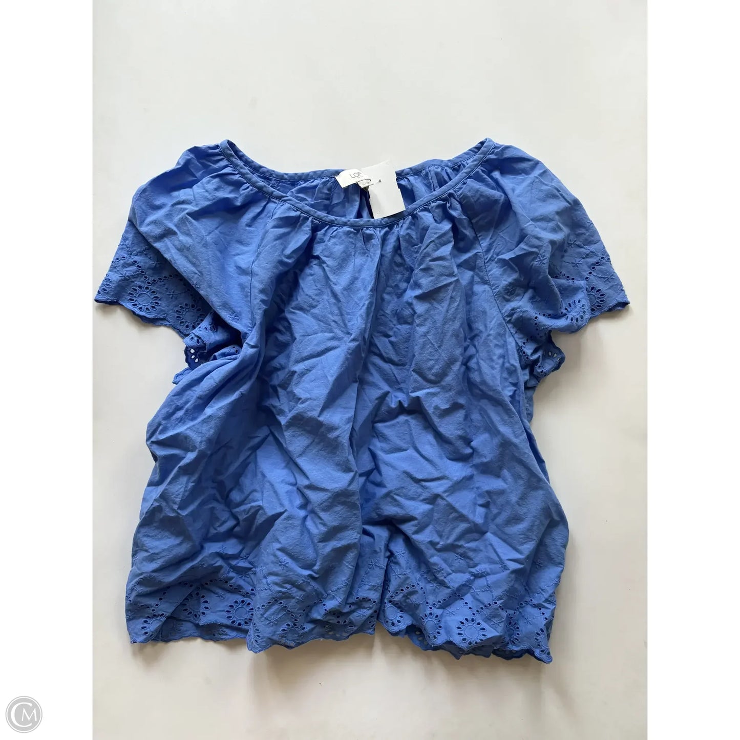 Blouse Short Sleeve By Loft In Blue, Size: Xl