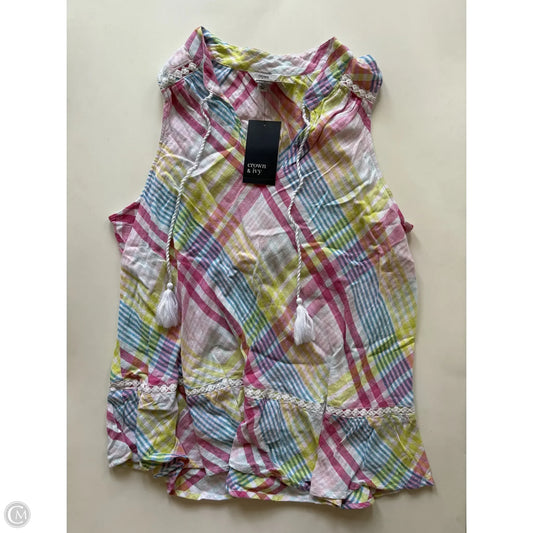 Blouse Sleeveless By Crown And Ivy In Plaid Pattern, Size: Xl