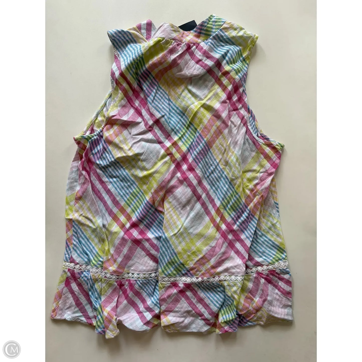 Blouse Sleeveless By Crown And Ivy In Plaid Pattern, Size: Xl