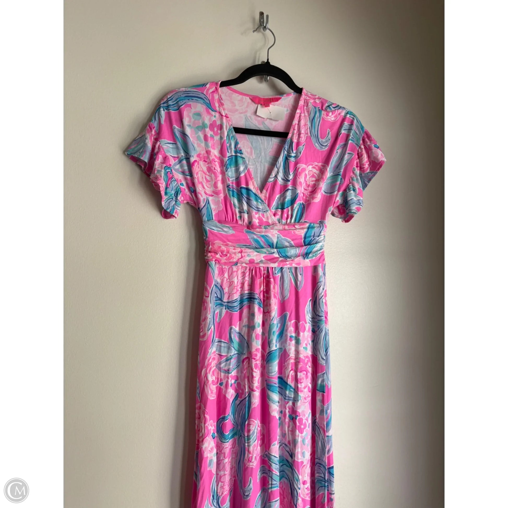 lilly pulitzer pink silk dress Levy V-Neck Silk Maxi Caftan