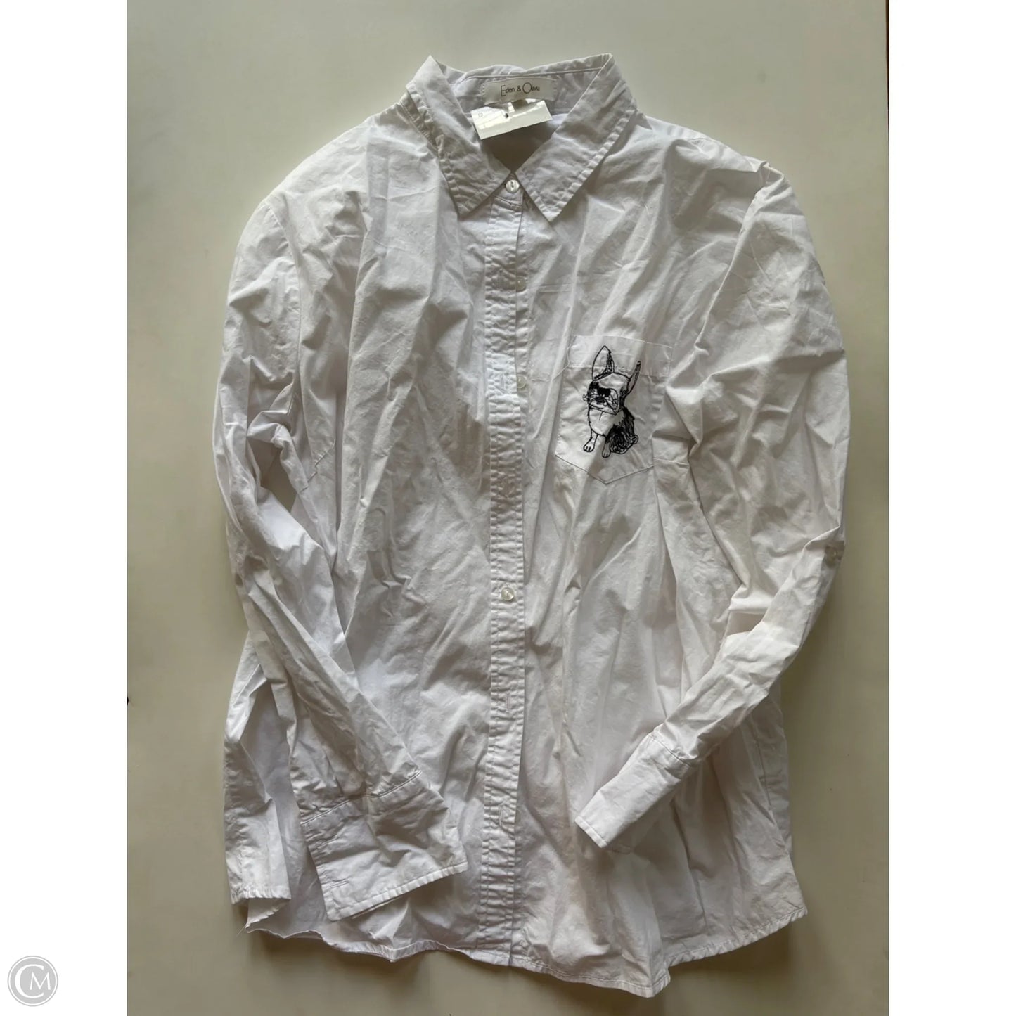 Blouse Long Sleeve By Eden & Olivia In White, Size: Xl