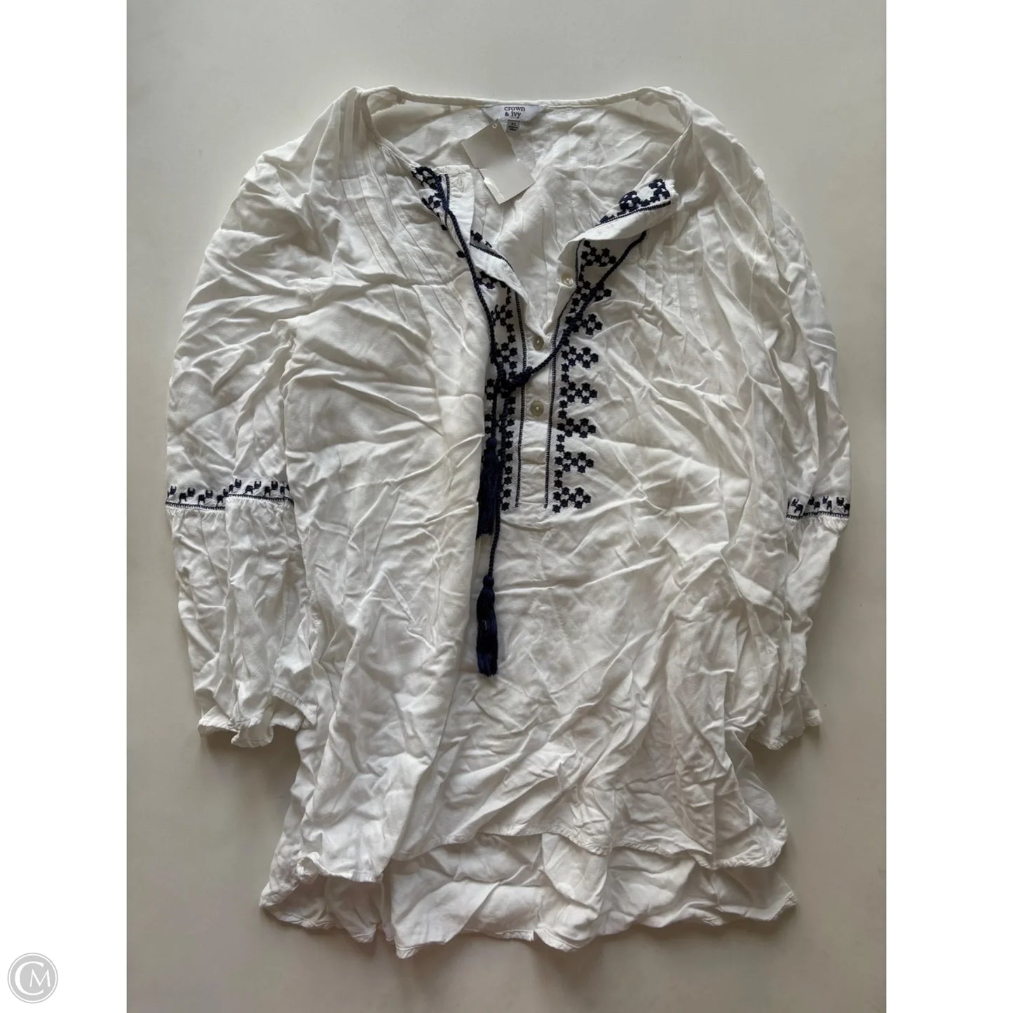 Blouse Long Sleeve By Crown And Ivy In White, Size: Xl