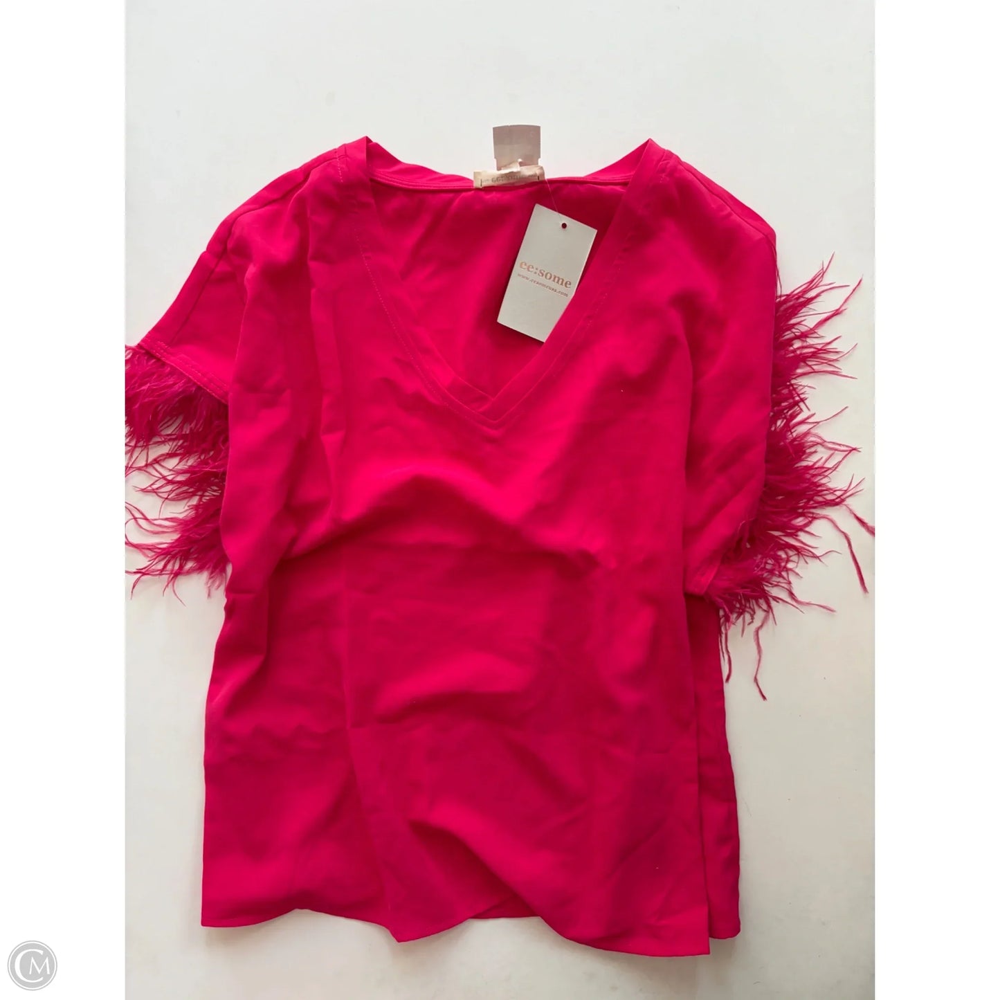 Blouse Short Sleeve By Ee Some In Pink, Size: L