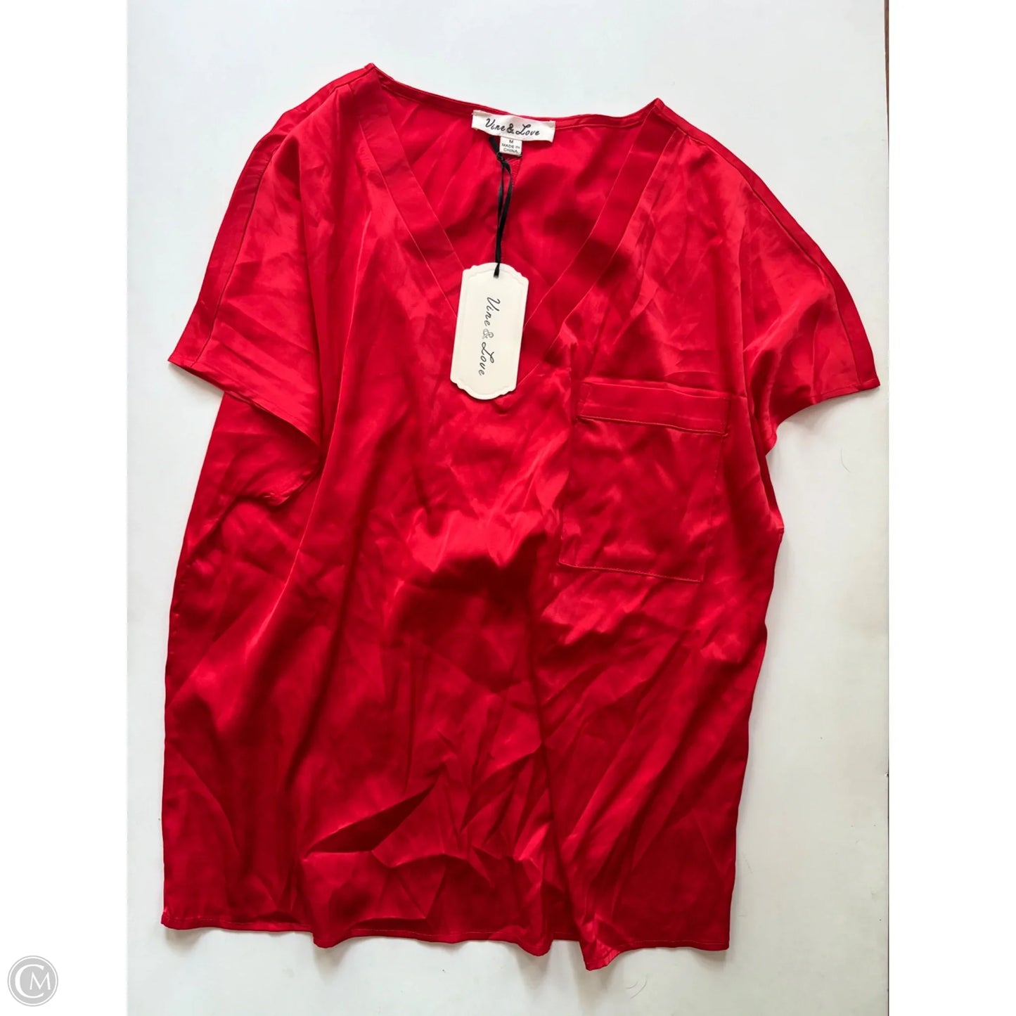 Blouse Short Sleeve By vine and love In Red, Size: M