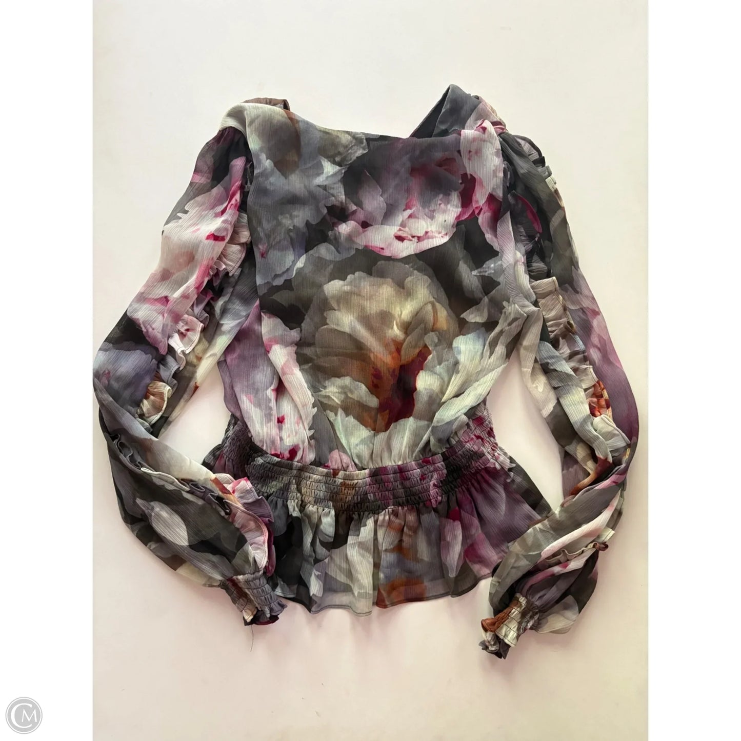 Blouse Long Sleeve By Express In Floral Print, Size: Xs