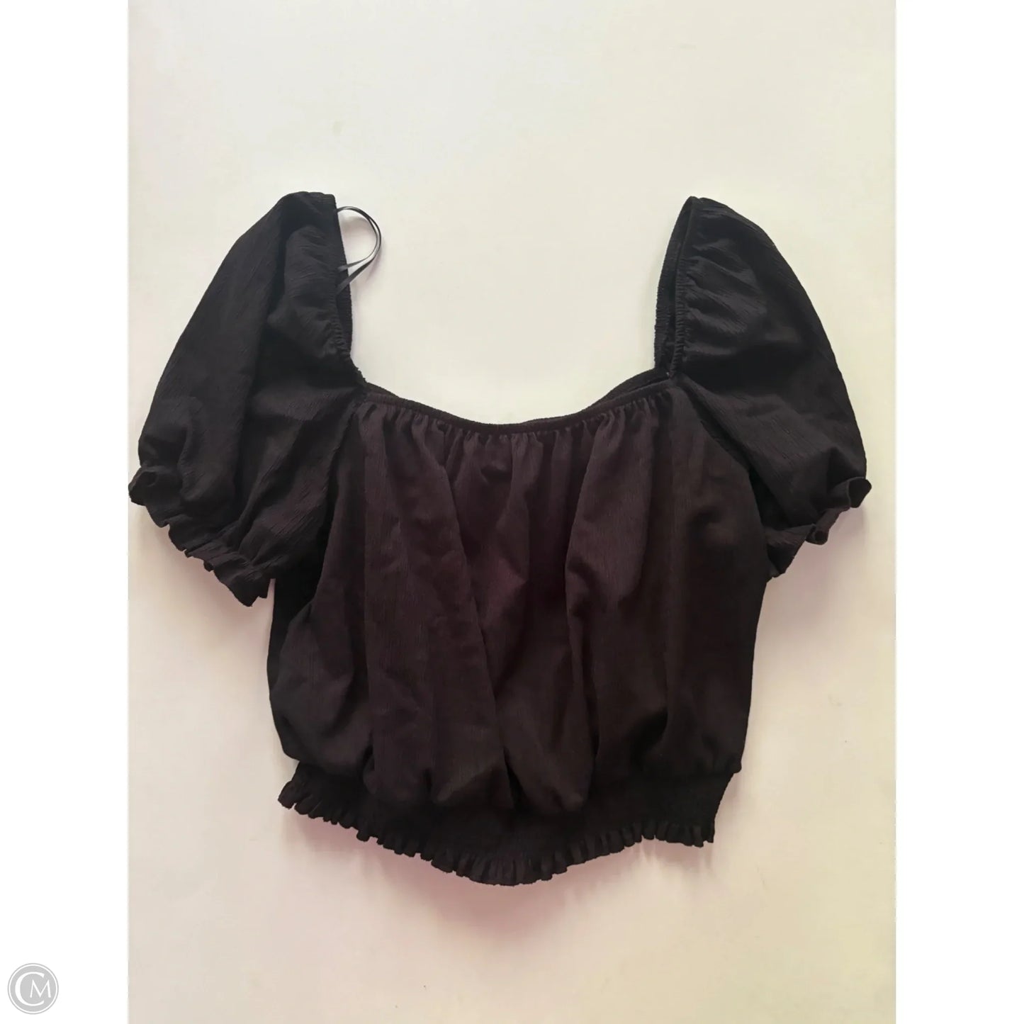 Blouse Short Sleeve By H&m In Black, Size: L