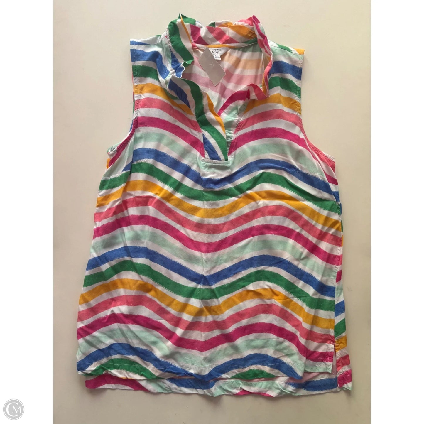 Blouse Sleeveless By Crown And Ivy In Striped Pattern, Size: M