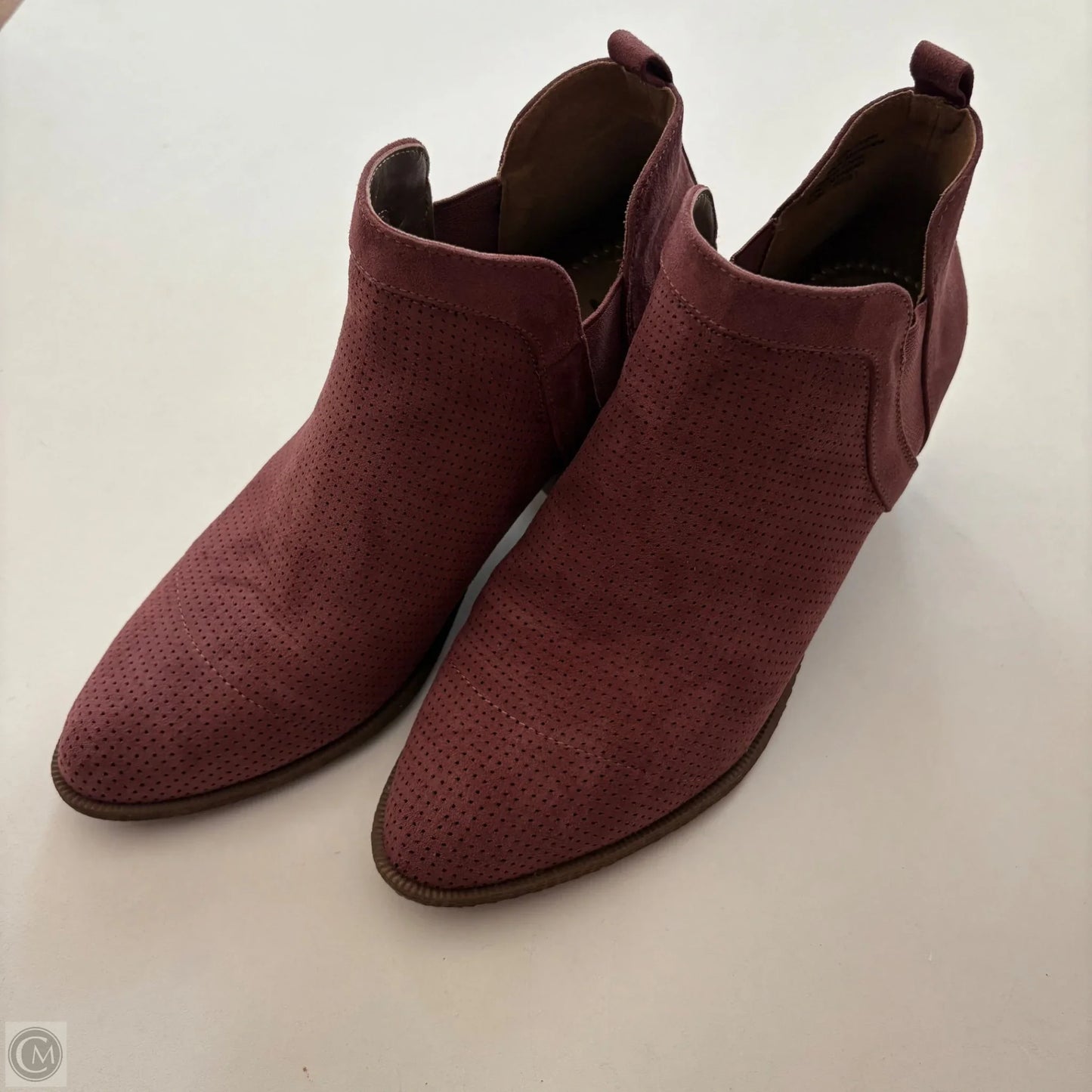 Boots Ankle Heels By Style And Co Collection Women In Maroon, Size: 8.5