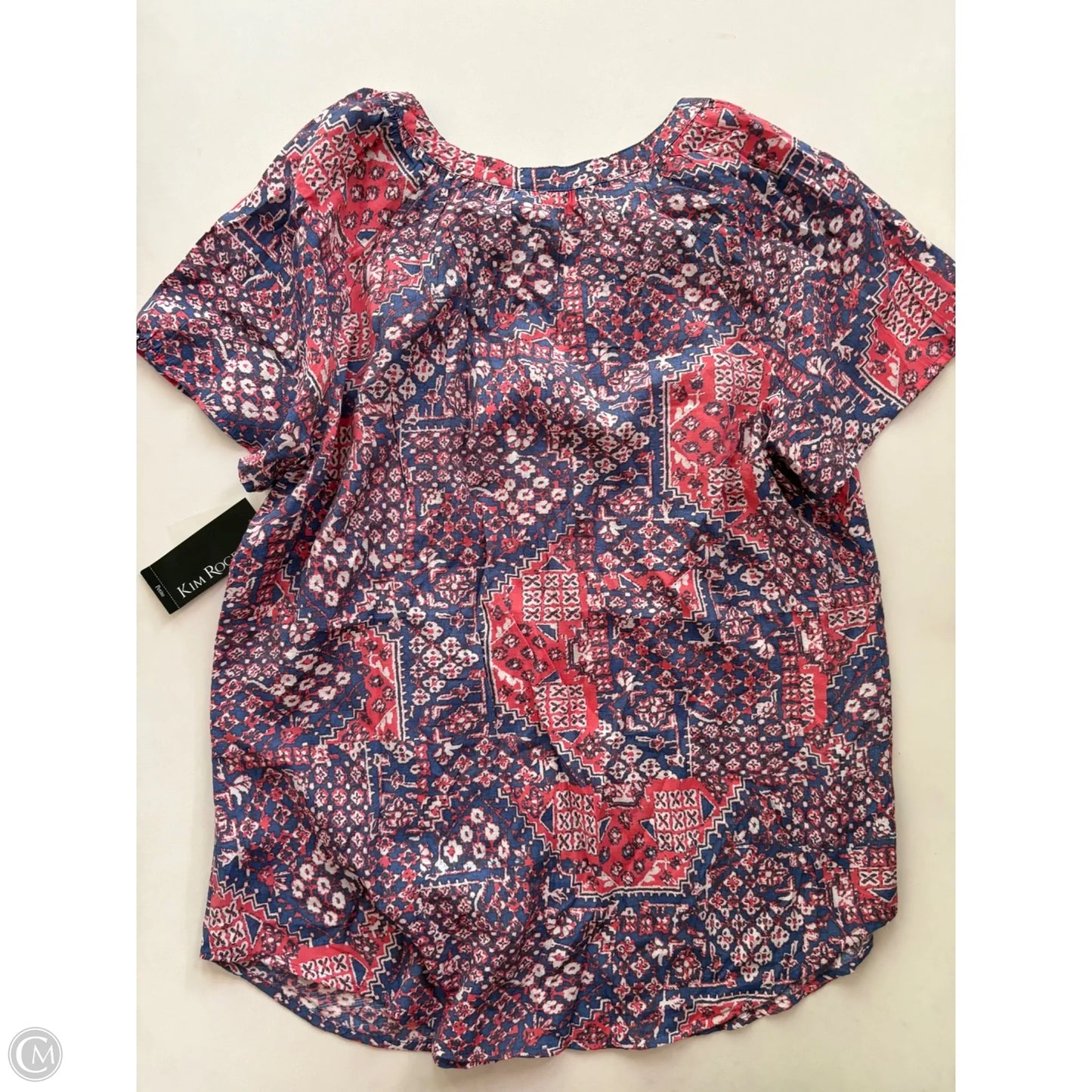 Blouse Short Sleeve By Kim Rogers In Multi-colored, Size: Mp