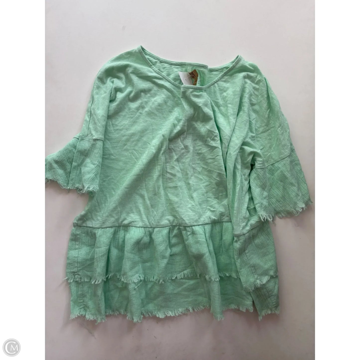 Blouse Short Sleeve By True Craft In Green, Size: L