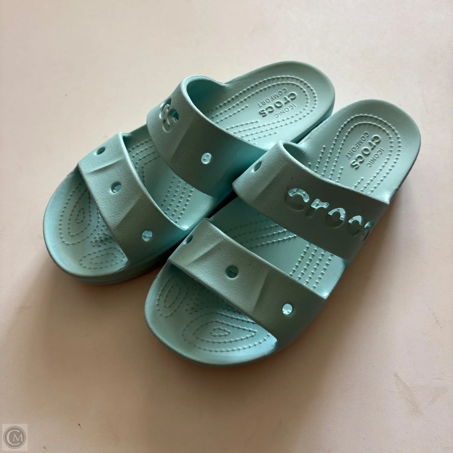Sandals Flats By Crocs In Blue, Size: 8