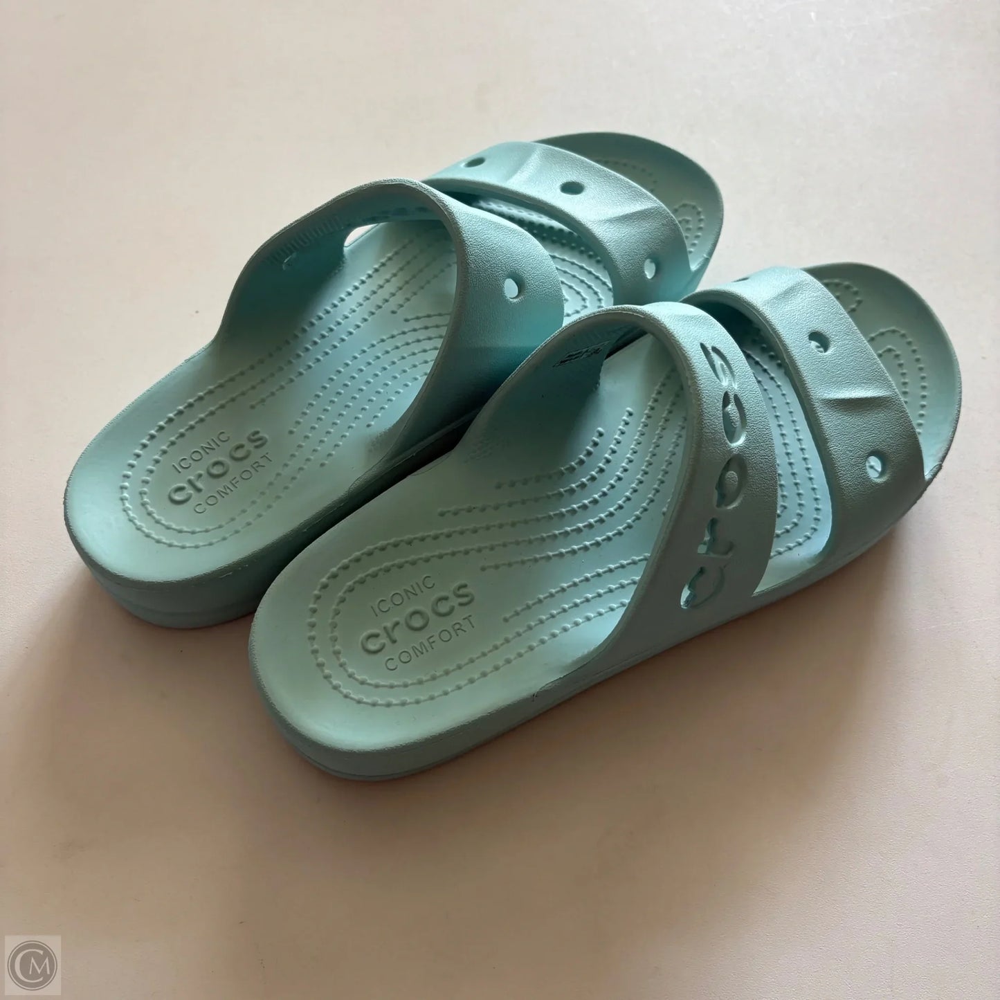 Sandals Flats By Crocs In Blue, Size: 8