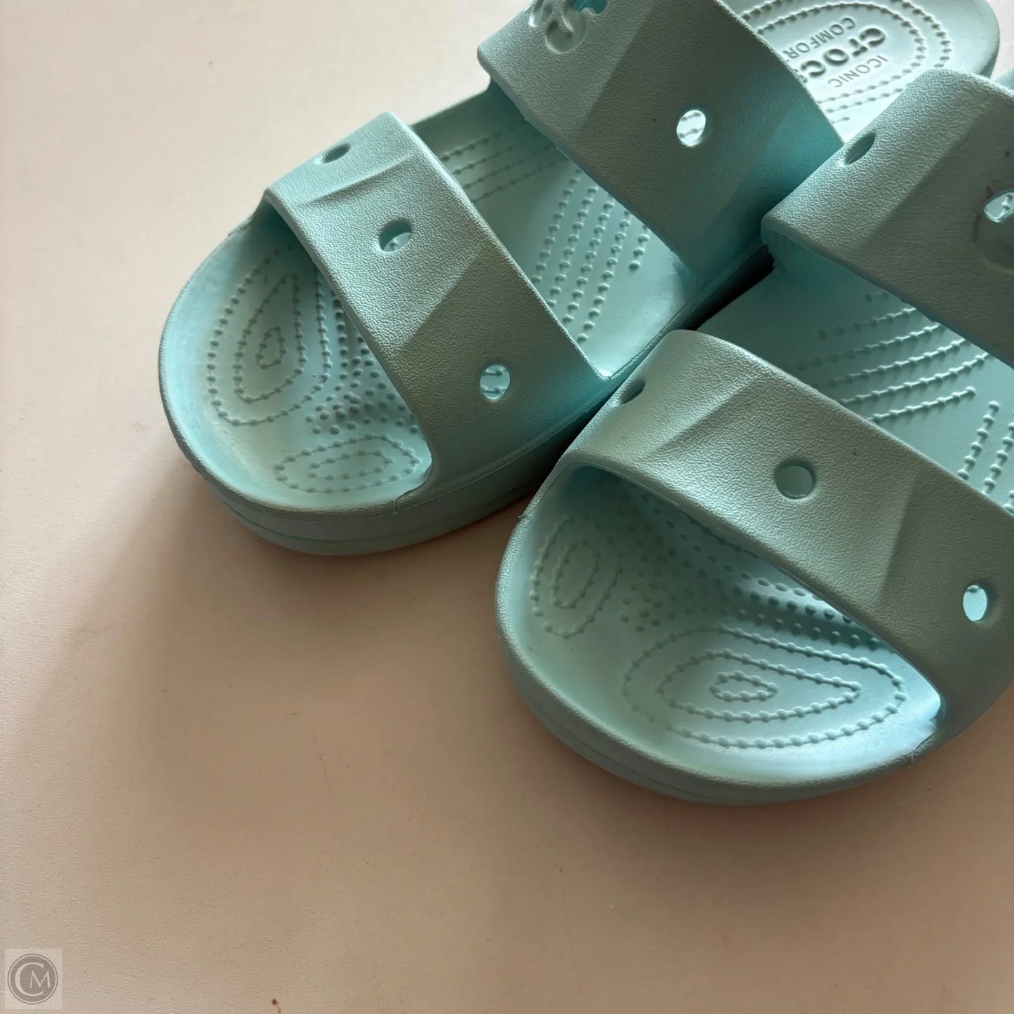 Sandals Flats By Crocs In Blue, Size: 8