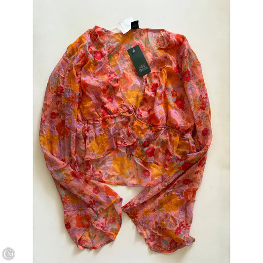 Blouse Long Sleeve By Wild Fable In Floral Print, Size: L
