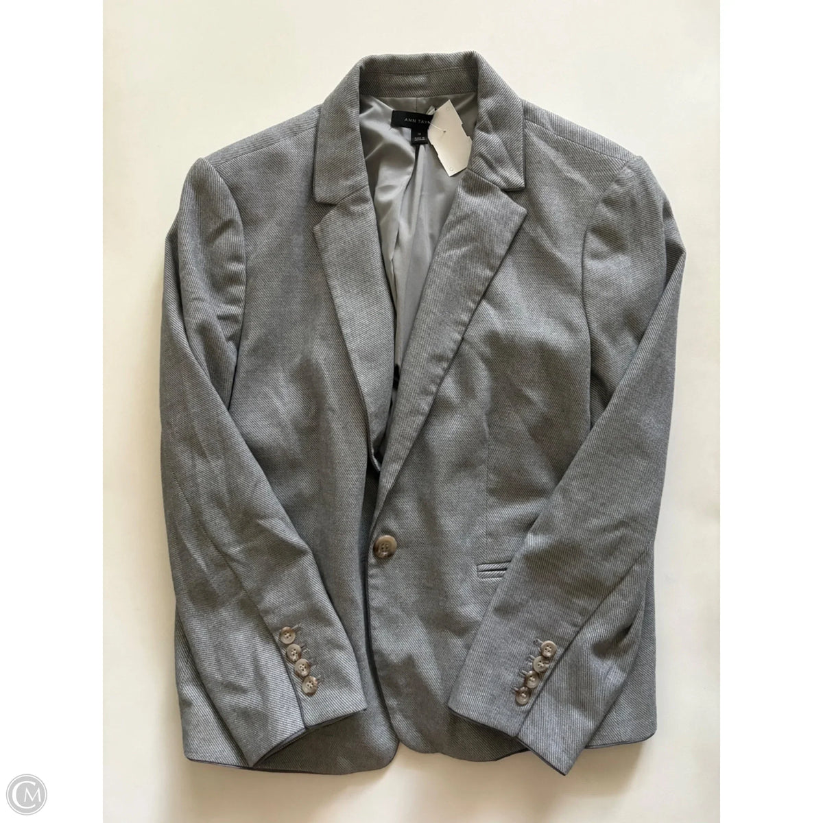 Blazer By Ann Taylor In Grey, Size: 14