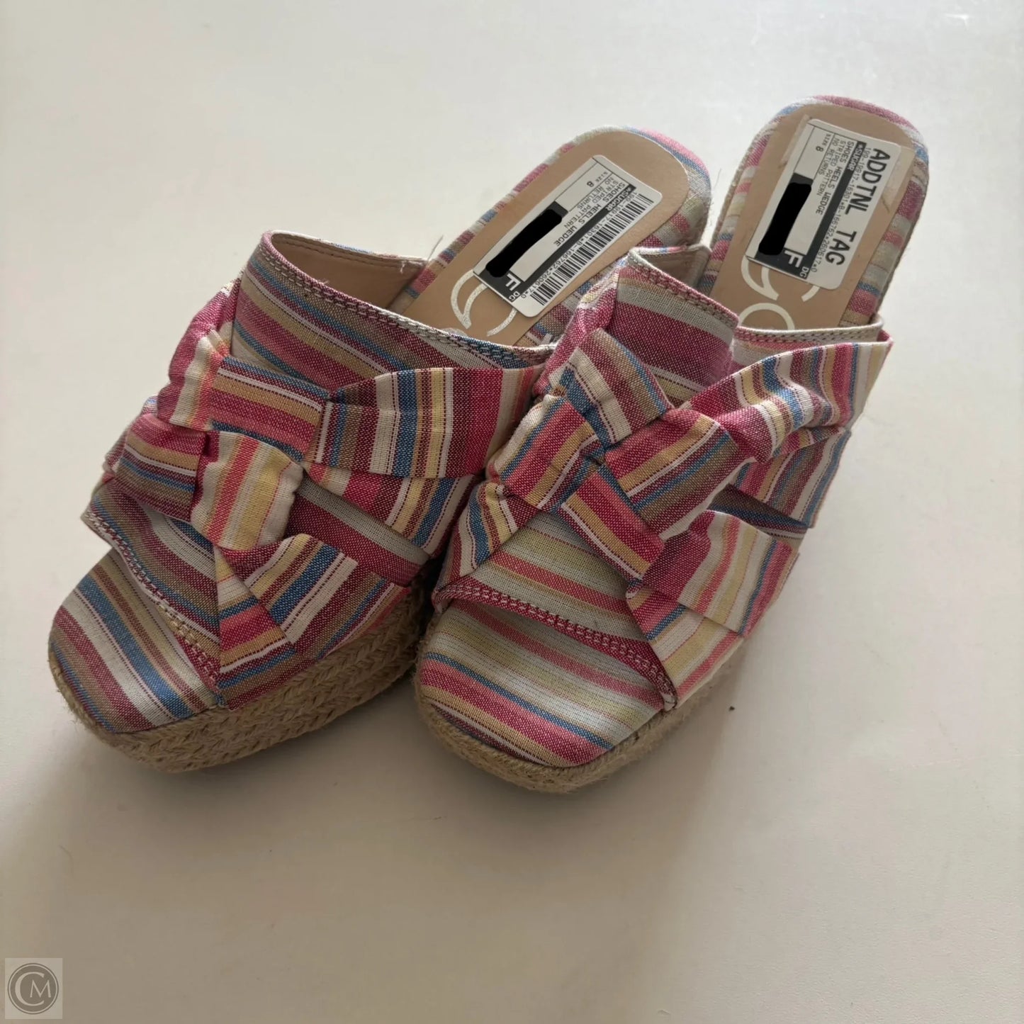 Shoes Heels Wedge By Sugar In Striped Pattern, Size: 8