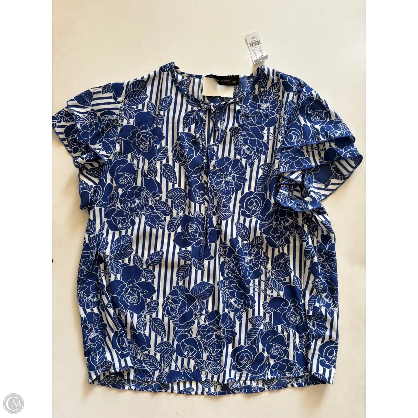 Top Short Sleeve By New York And Co In Blue, Size: L