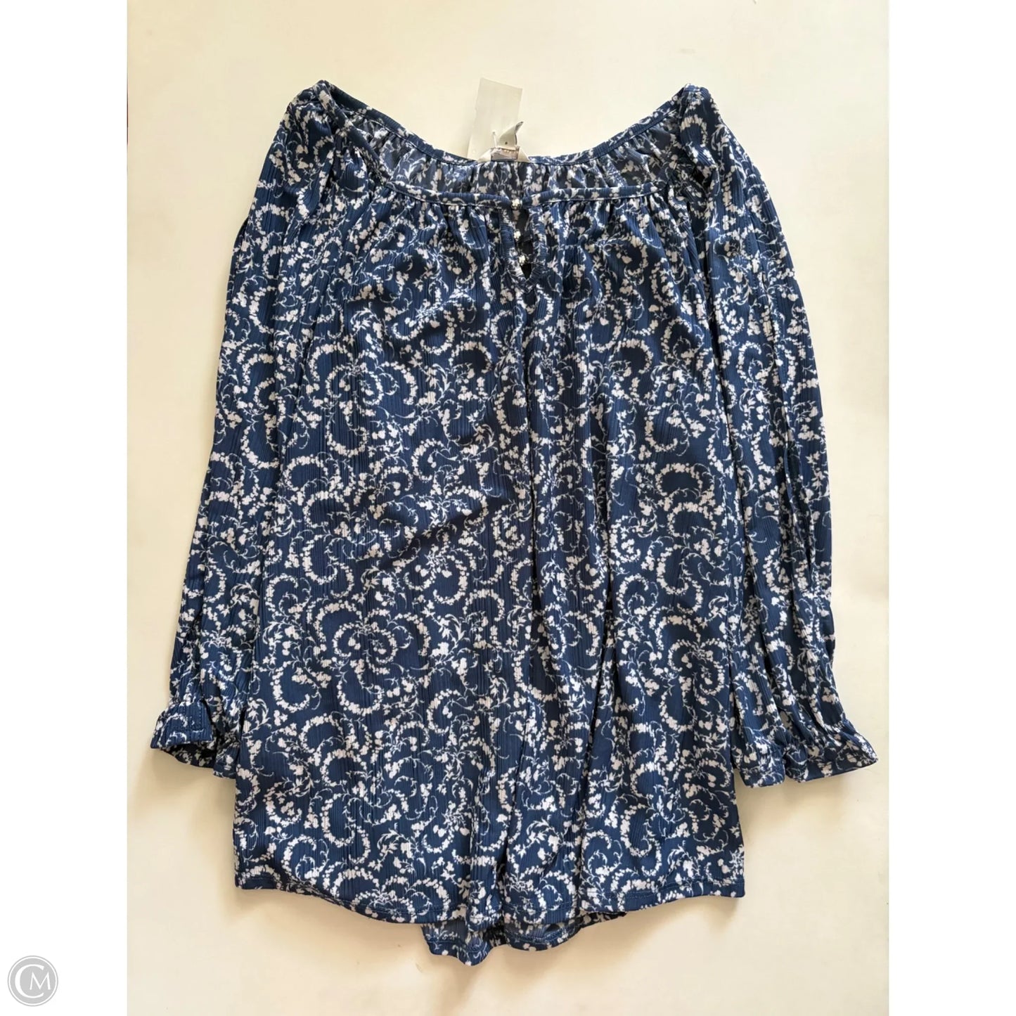Top 3/4 Sleeve By Cato In Blue, Size: 1x
