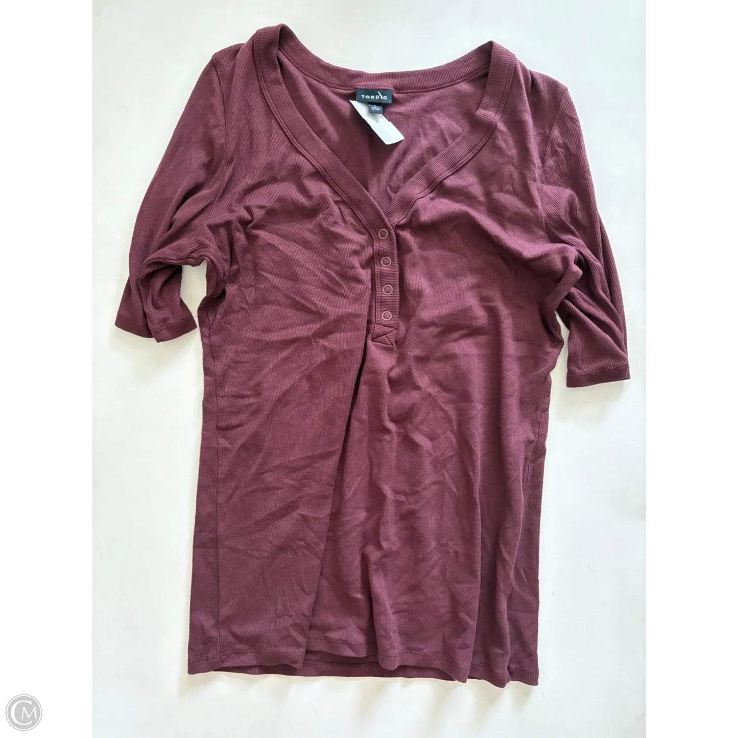 Top Long Sleeve By Torrid In Maroon, Size: 1x