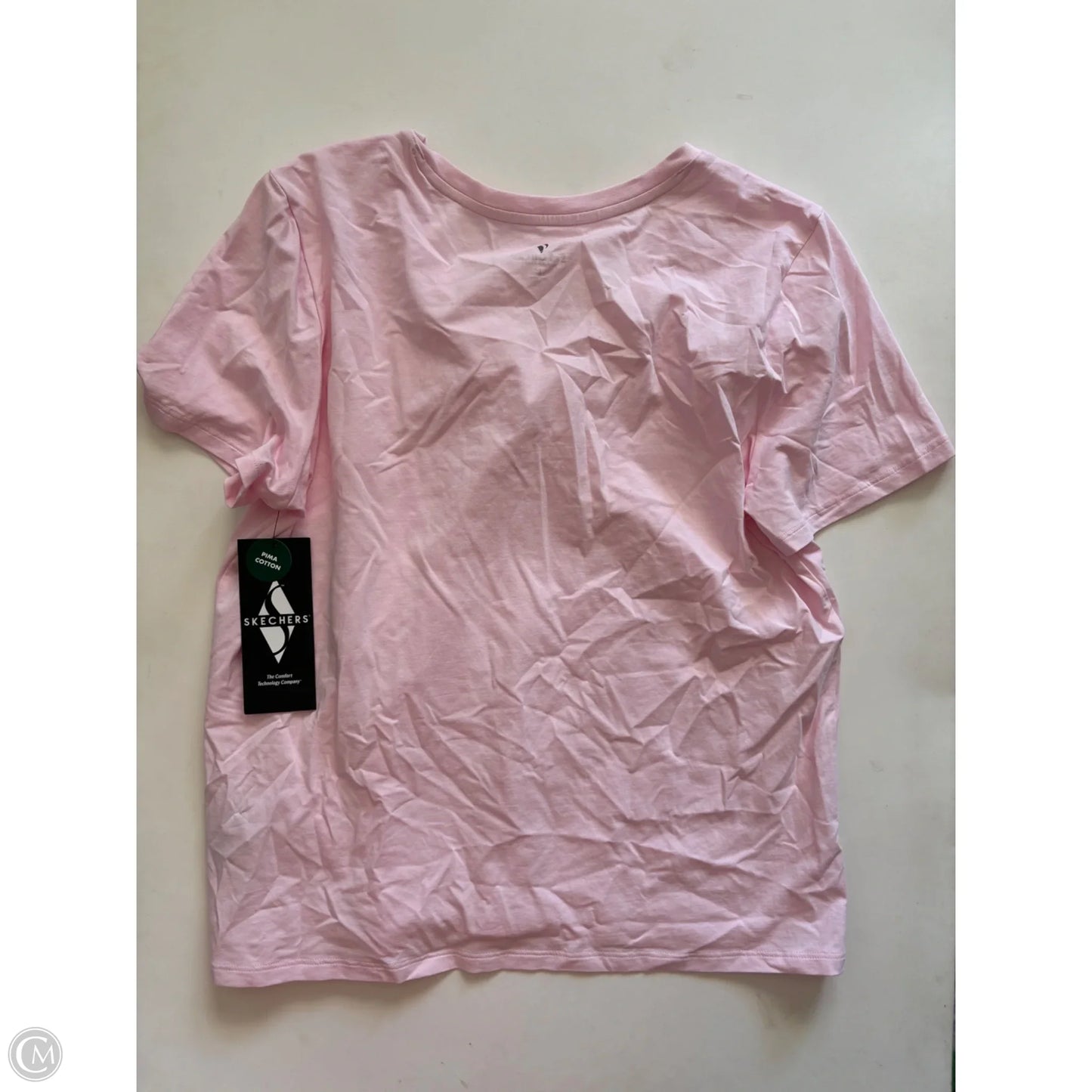 Athletic Top Short Sleeve By Skechers In Pink, Size: L