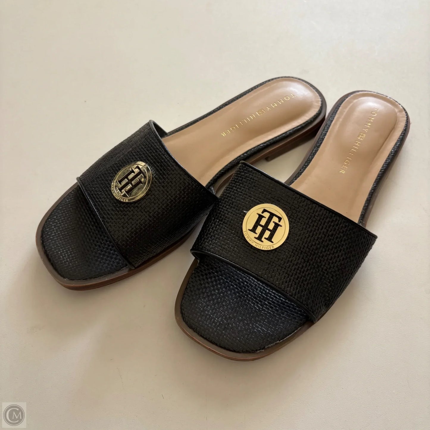 Sandals Flats By Tommy Hilfiger In Black, Size: 7.5