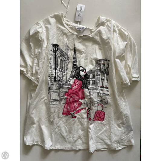 Top Short Sleeve By LOVE + LACE In White, Size: 3x