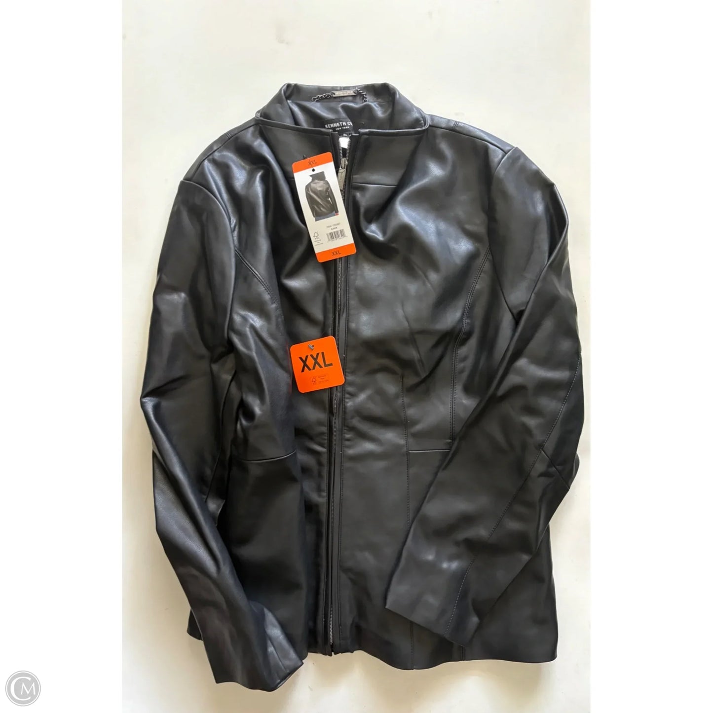 Jacket Moto Leather By Kenneth Cole In Black, Size: Xxl