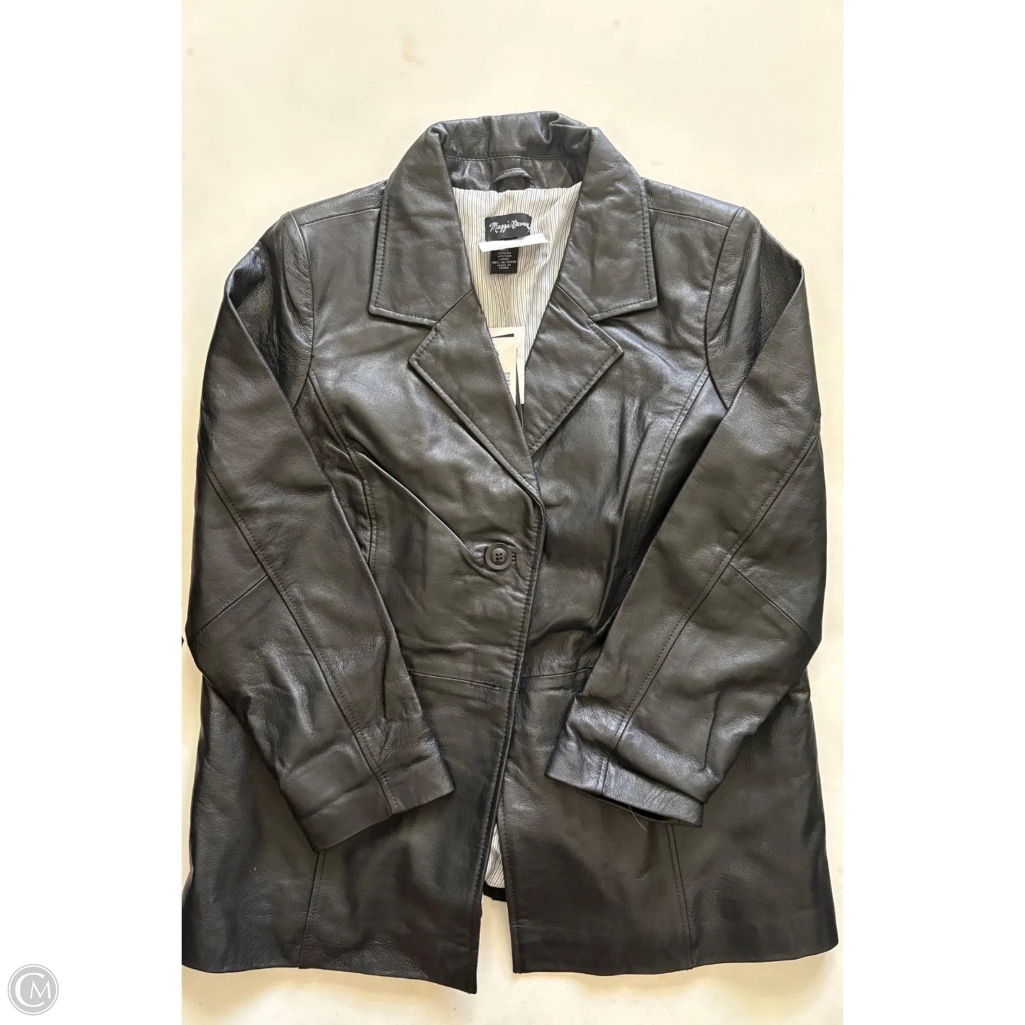 Coat Leather By Maggie Barnes In Black, Size: 12