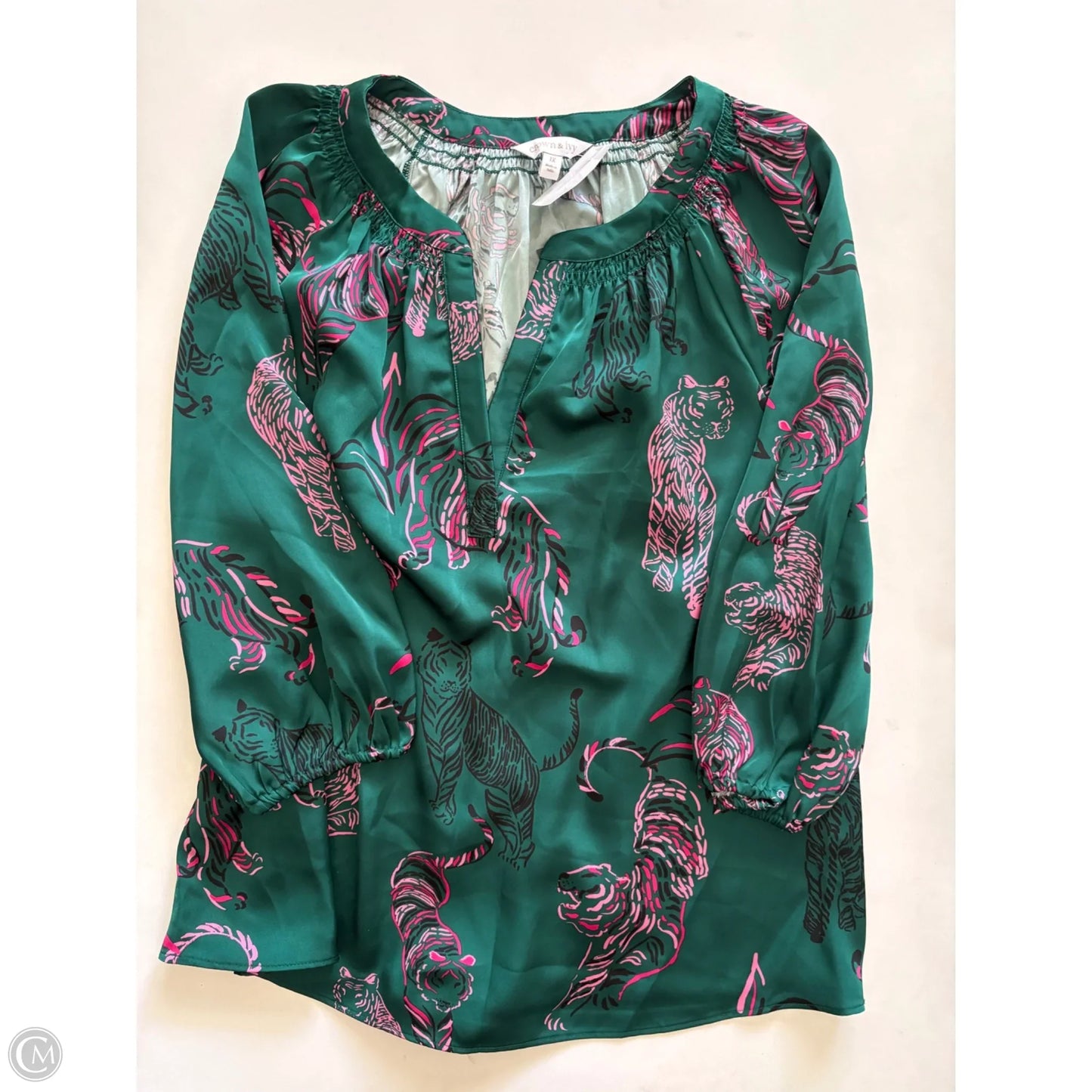 Top Long Sleeve By Crown And Ivy In Green, Size: 1x