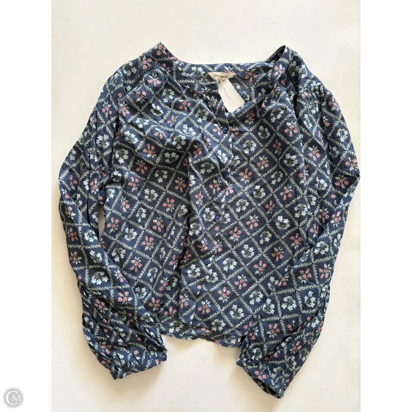 Top Long Sleeve By Lucky Brand In Floral Print, Size: Xl