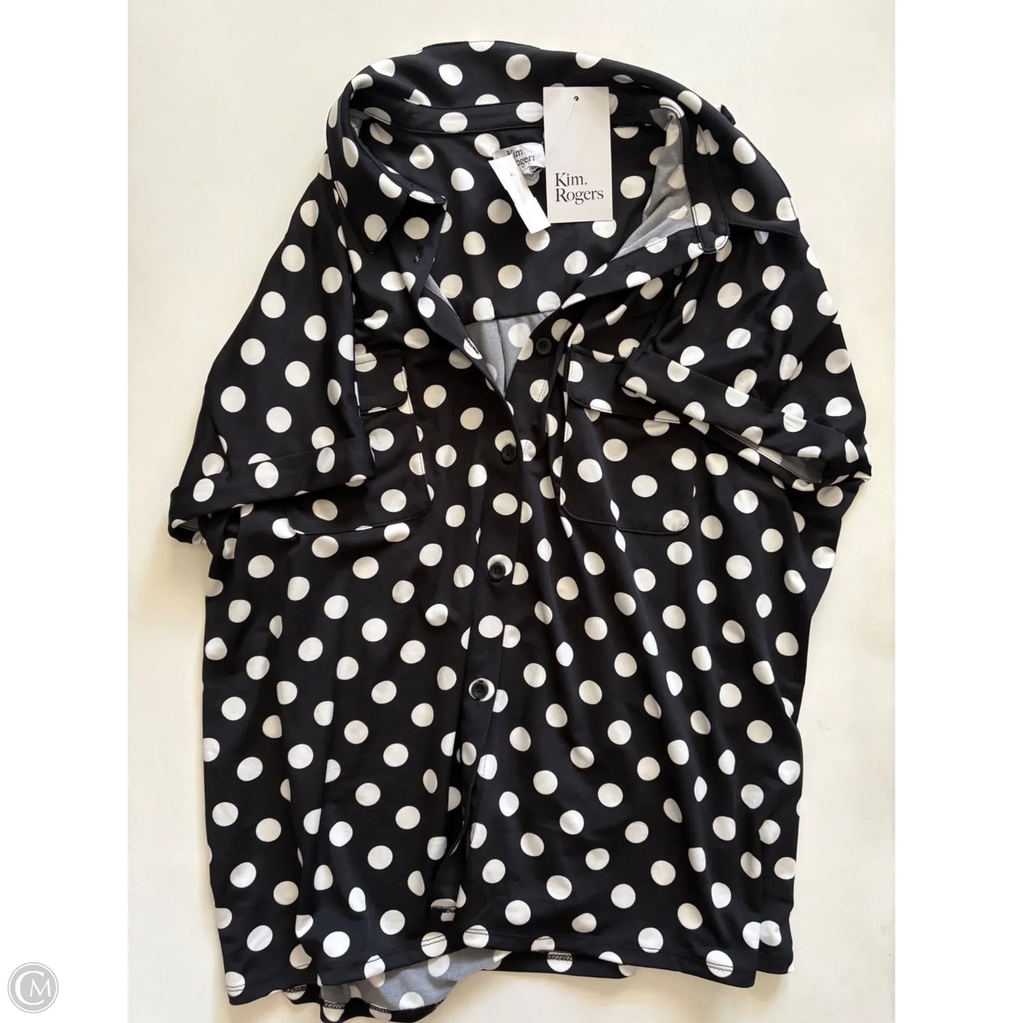 Top Short Sleeve By Kim Rogers In Polkadot Pattern, Size: Xxl