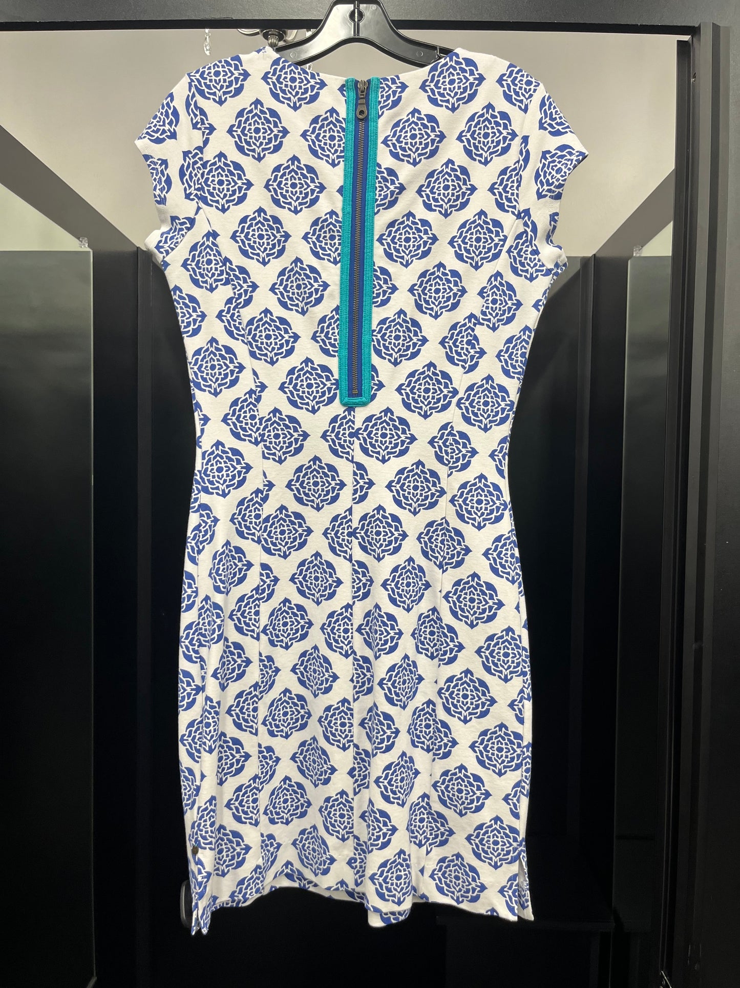 Blue White Dress Casual Midi Hatley, Size S