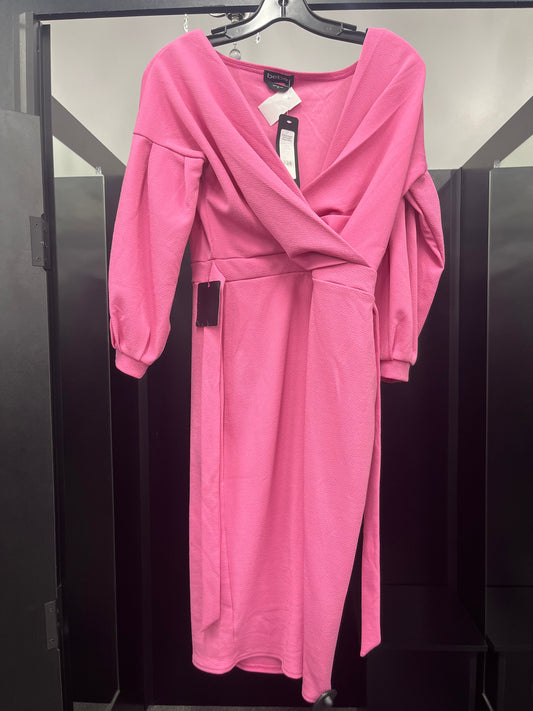 Pink Dress Casual Midi Bebe, Size M