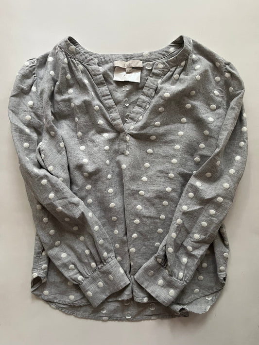 Grey Top Long Sleeve Loft O, Size L