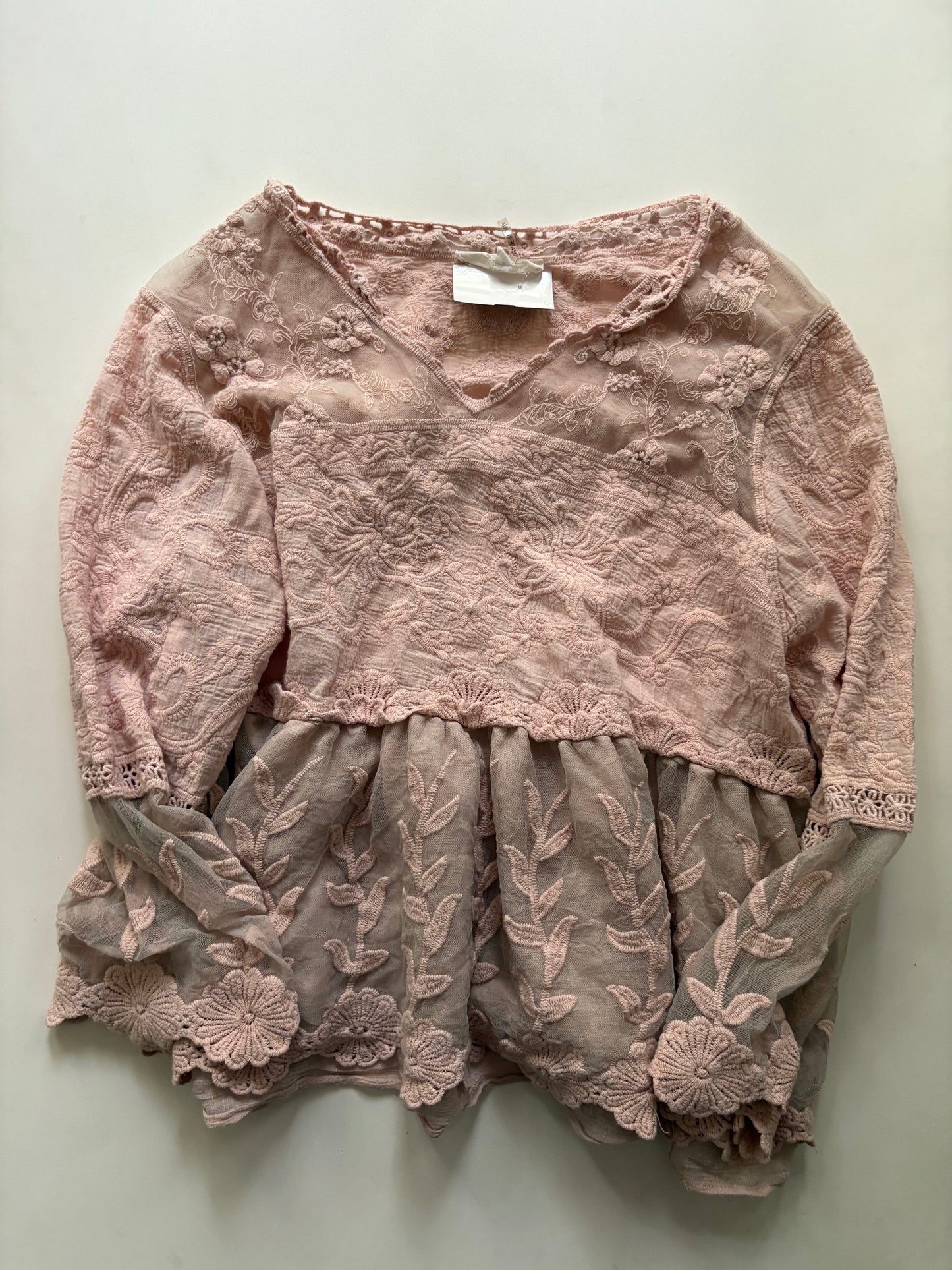 Blouse Long Sleeve By Entro In Pink, Size: M