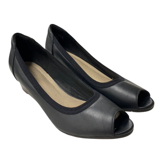 Shoes Heels Wedge By Clarks In Black, Size:10