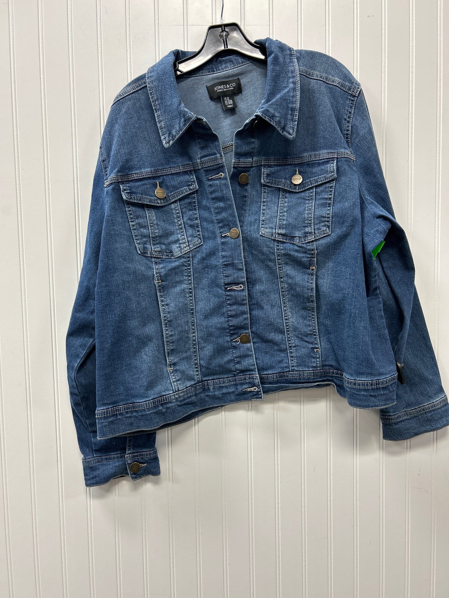 Jacket Denim By Jones And Co In Blue Denim, Size:2X