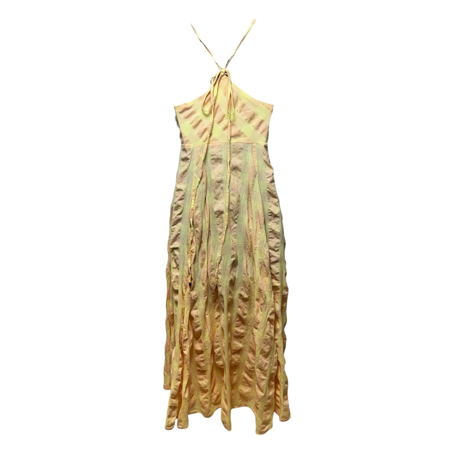 Via Printed Cotton Sleeveless Midi Dress By Free People In Creamsicle Combo Pink & Yellow, Size: Xs