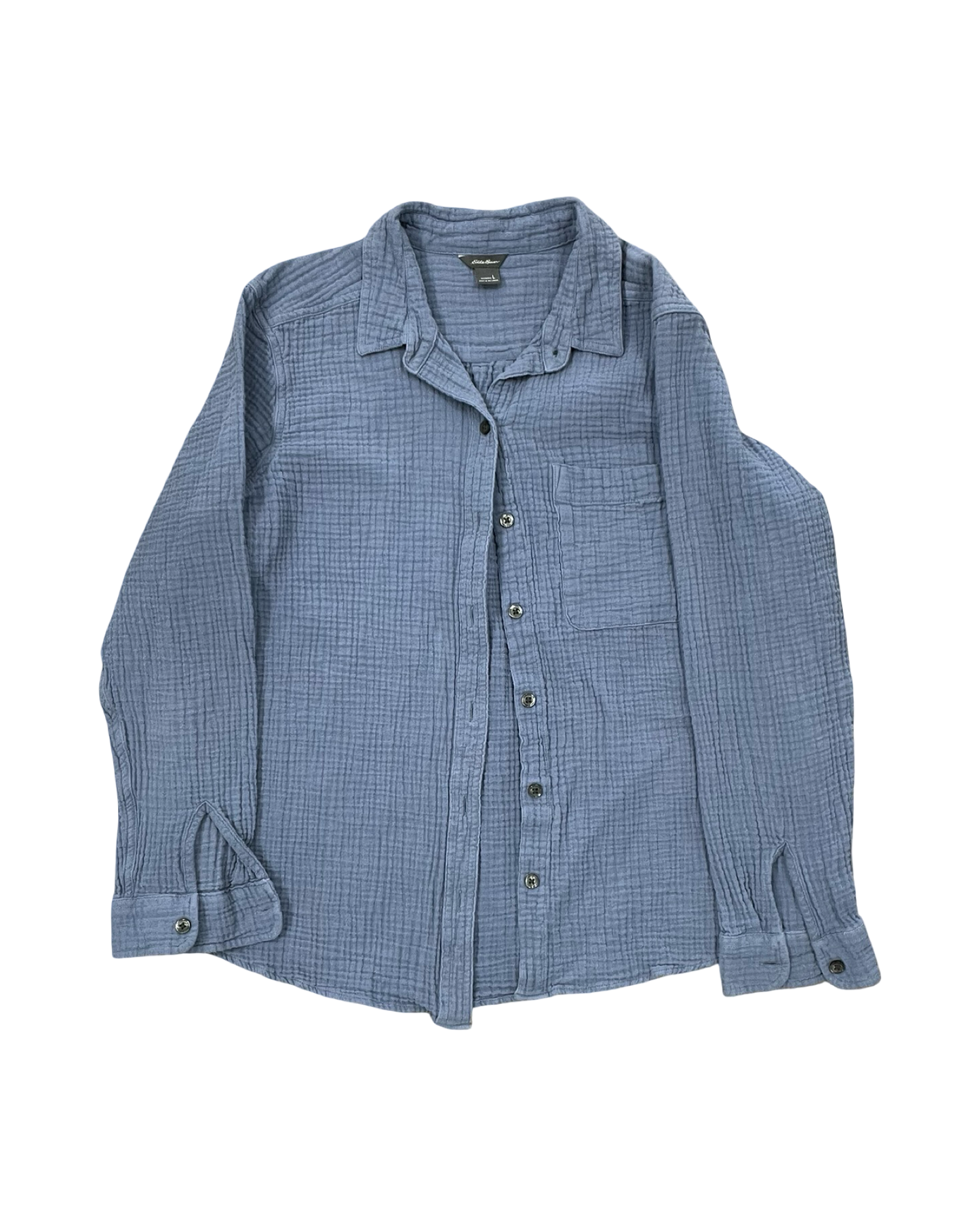 Blouse Ls By Eddie Bauer In Blue, Size:L