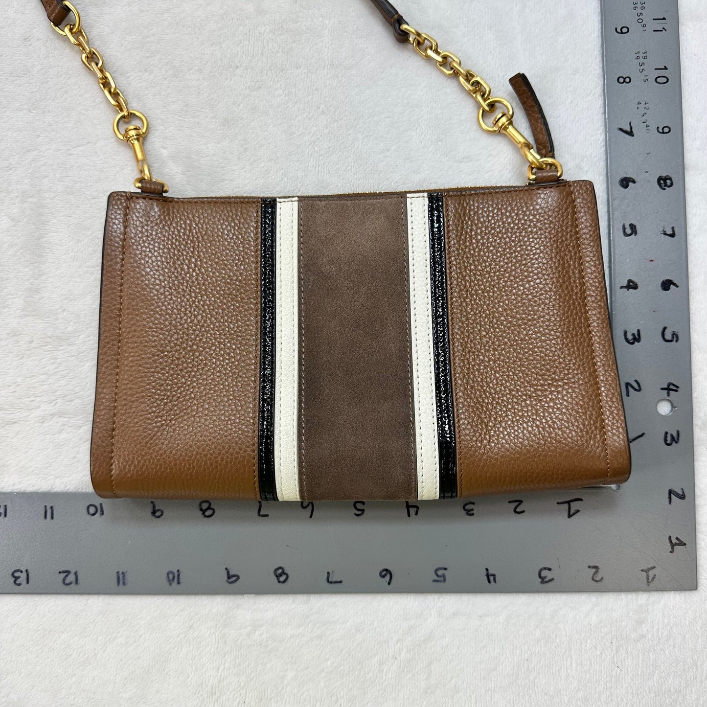 Carson stripe leather Crossbody Designer By Tory Burch, Size: Small
