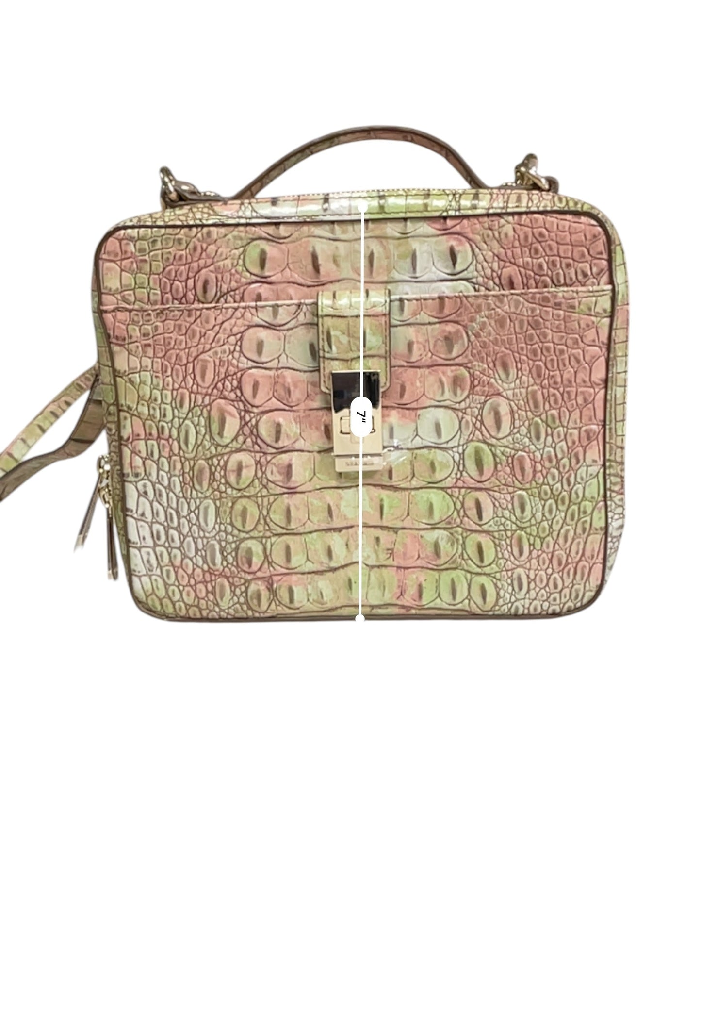 Crossbody Designer By Brahmin In Green & Pink, Size:Small