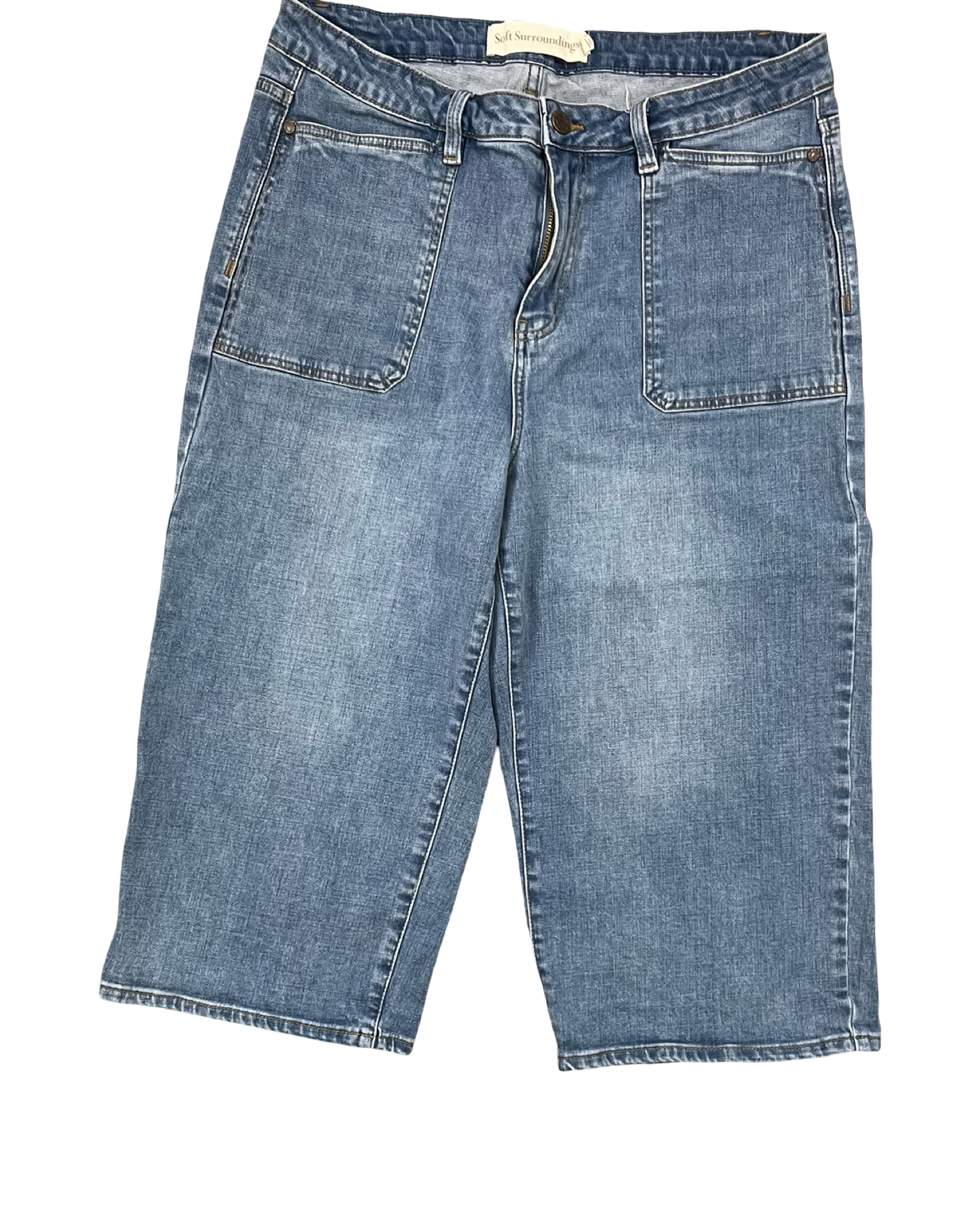 Jeans Cropped By Soft Surroundings In Blue Denim, Size:18