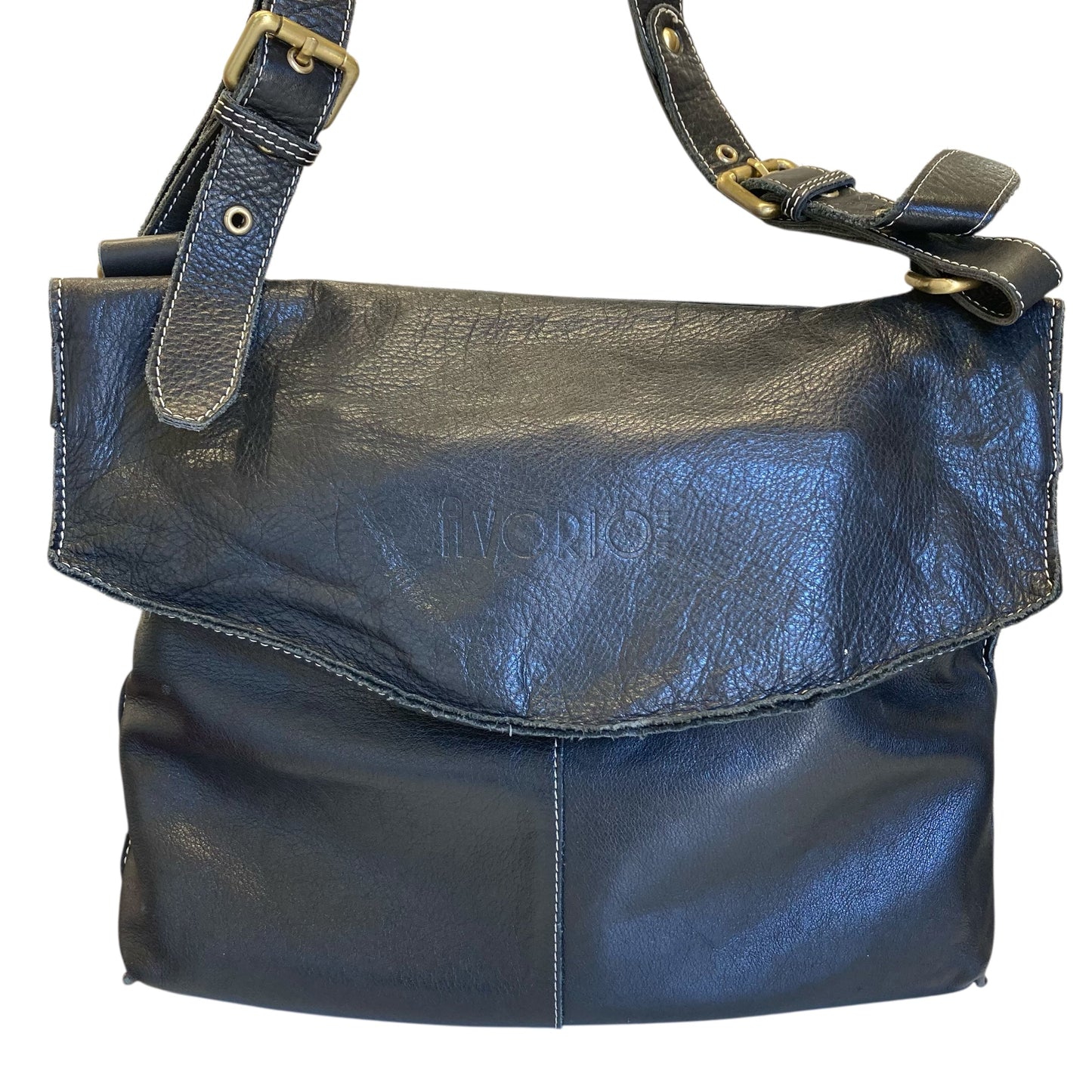 Handbag Leather By Avorio Italy In Black, Size:Large